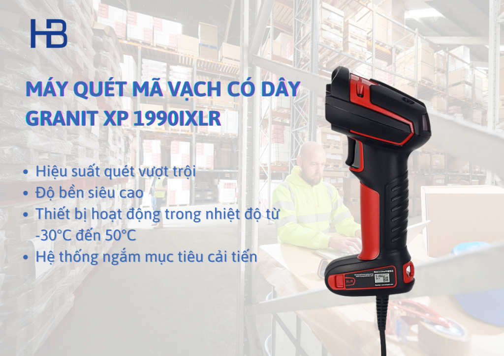 Máy quét mã vạch Granit XP XLR trong quản lý kho: Giải pháp siêu bền với 1990iXLR và 1991iXLR 1 Ưu điểm của máy quét mã vạch có dây Granit XP 1990iXLR