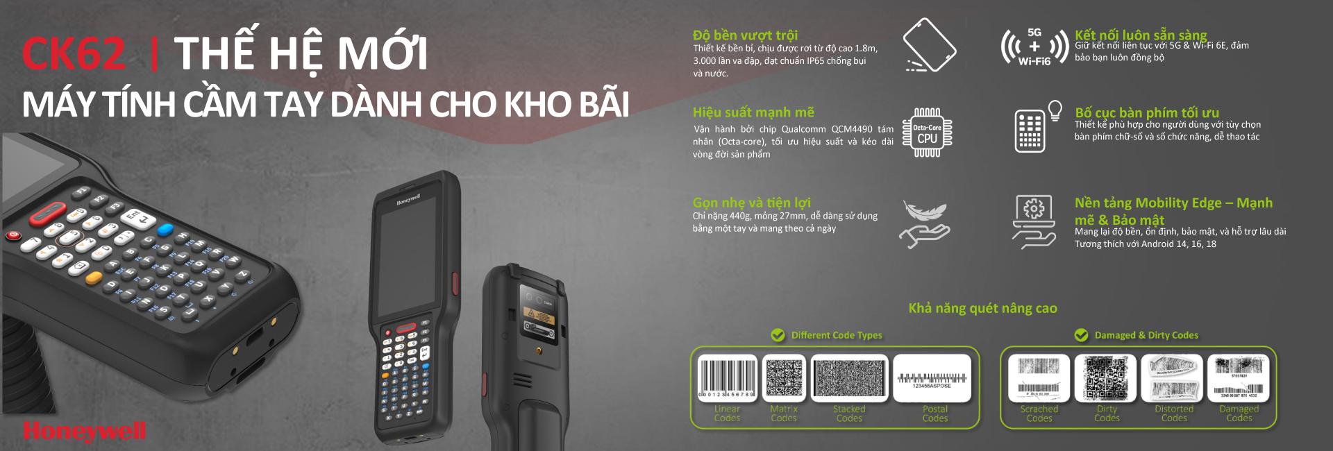 Banner honeywell may tinh cam tay ck62