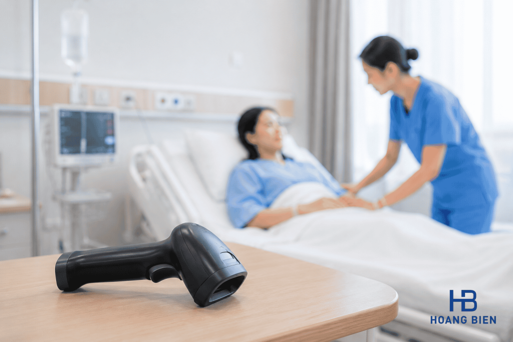 Quét mã vạch nhận diện bệnh nhân tại giường